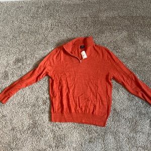 J Crew quarter zip sweater, orange, 100% cotton